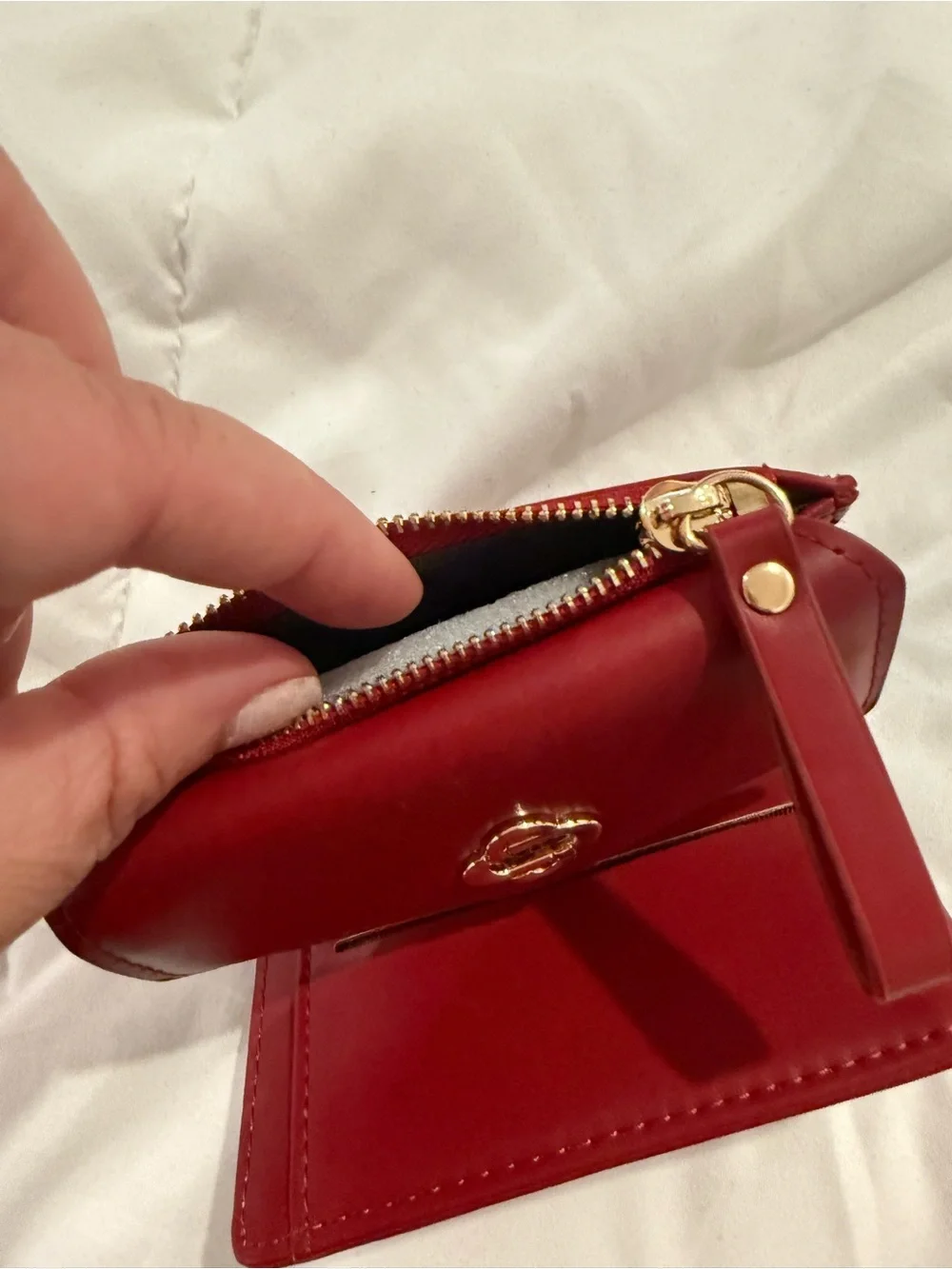 Red Leather Compact Wallet